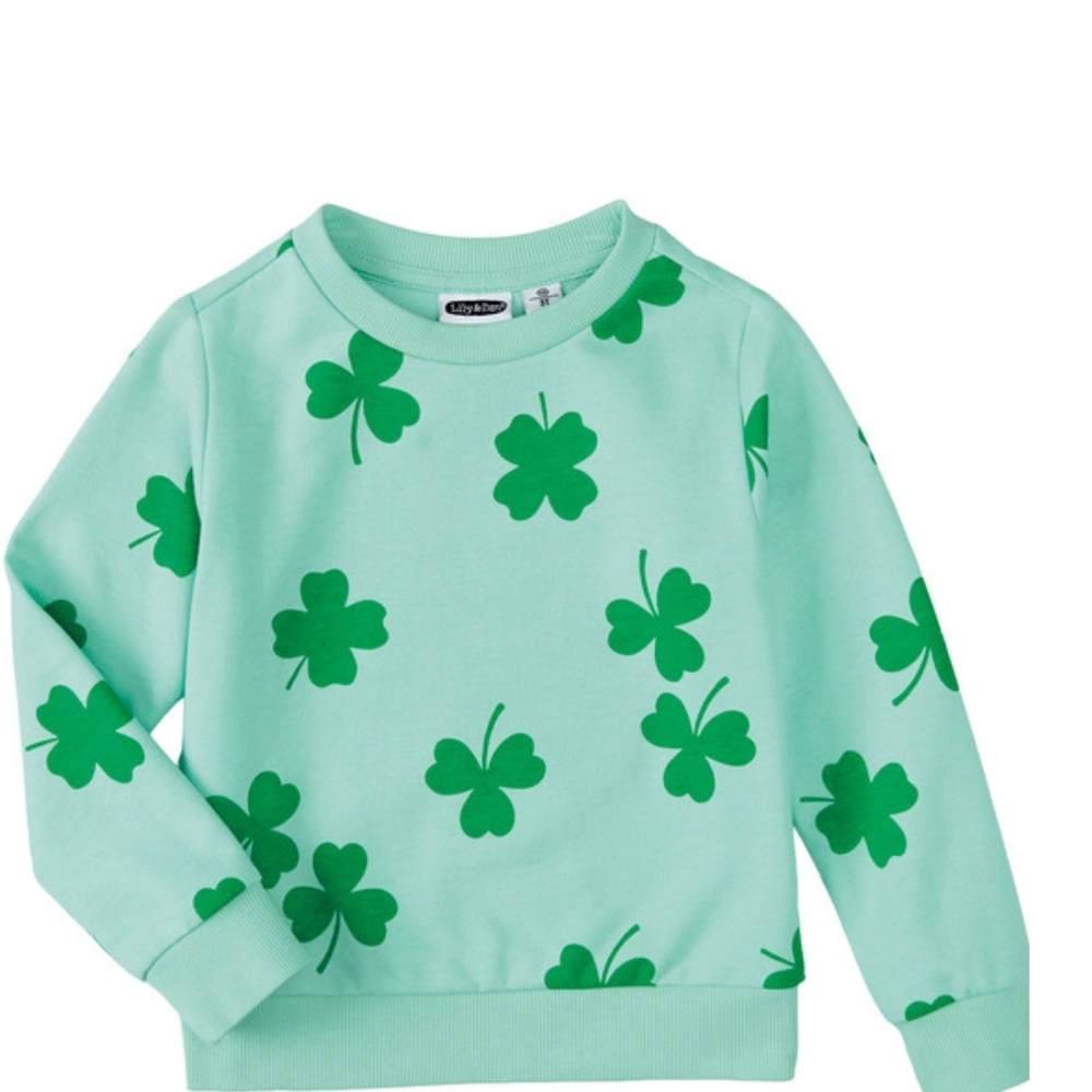Lily & Dan Toddler Light Green Shamrock Print Sweatshirt New